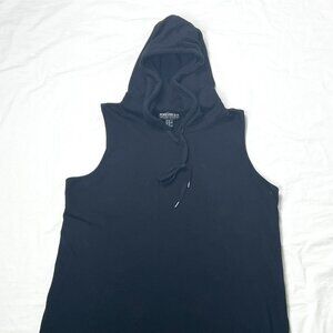Forever 21+ Plus Size US 2X Black Cotton Sleeveless Hoodie w/ Zip Side Slits EUC